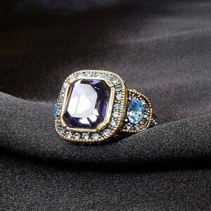 Heidi Daus Crystal Statement Ring Purple & Blue Gemstones